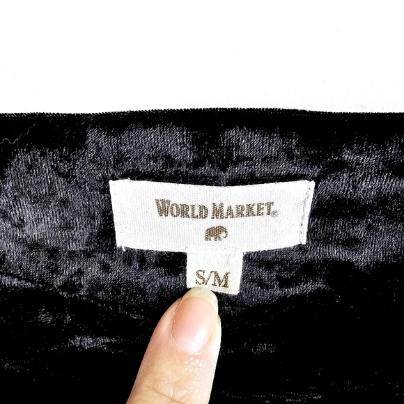 World Market Black Velvet Bat Wing Shirt - Picture 3 of 5